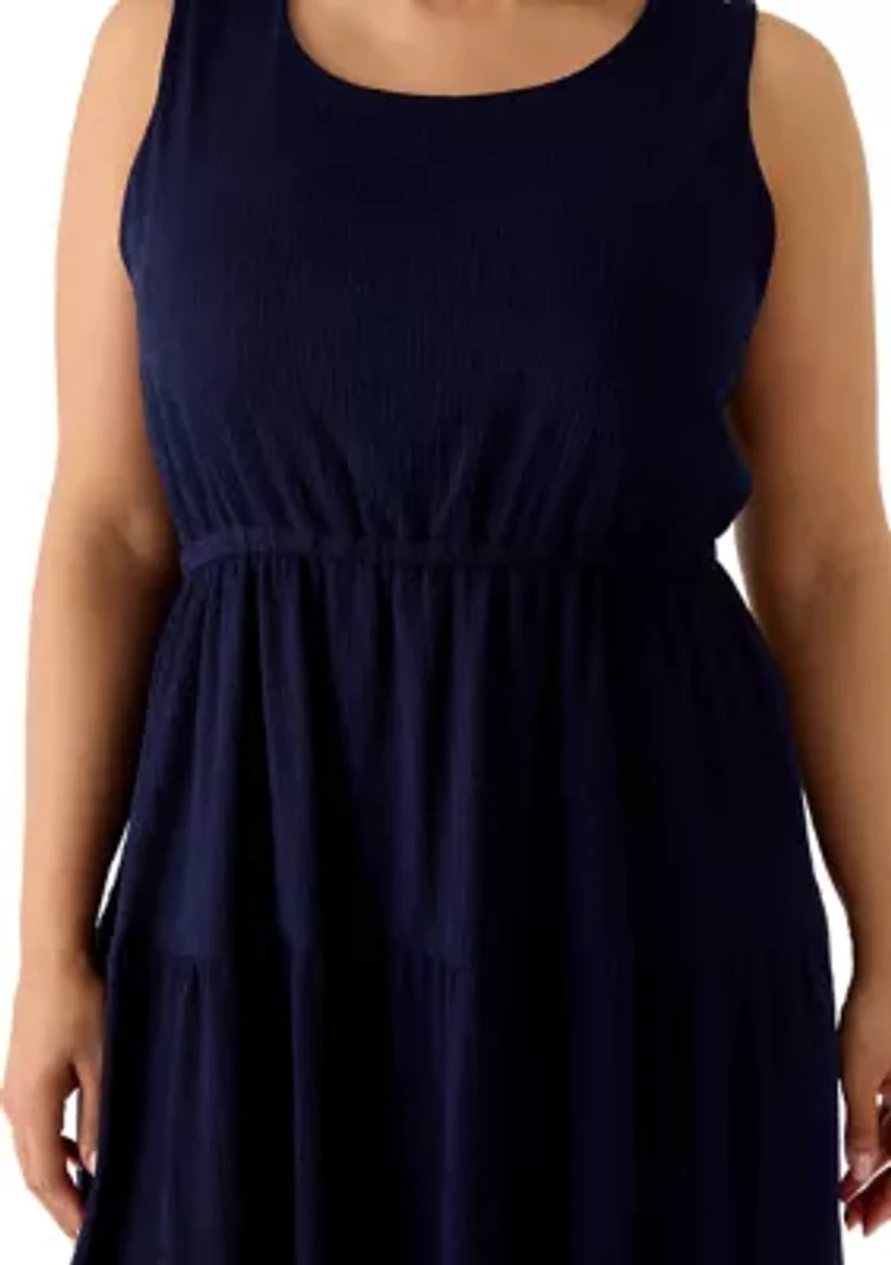 Plus Sleeveless Knit Tiered Dress