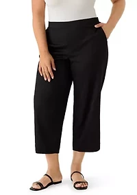 Plus Textured Knit Cropped Pants