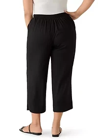 Plus Textured Knit Cropped Pants