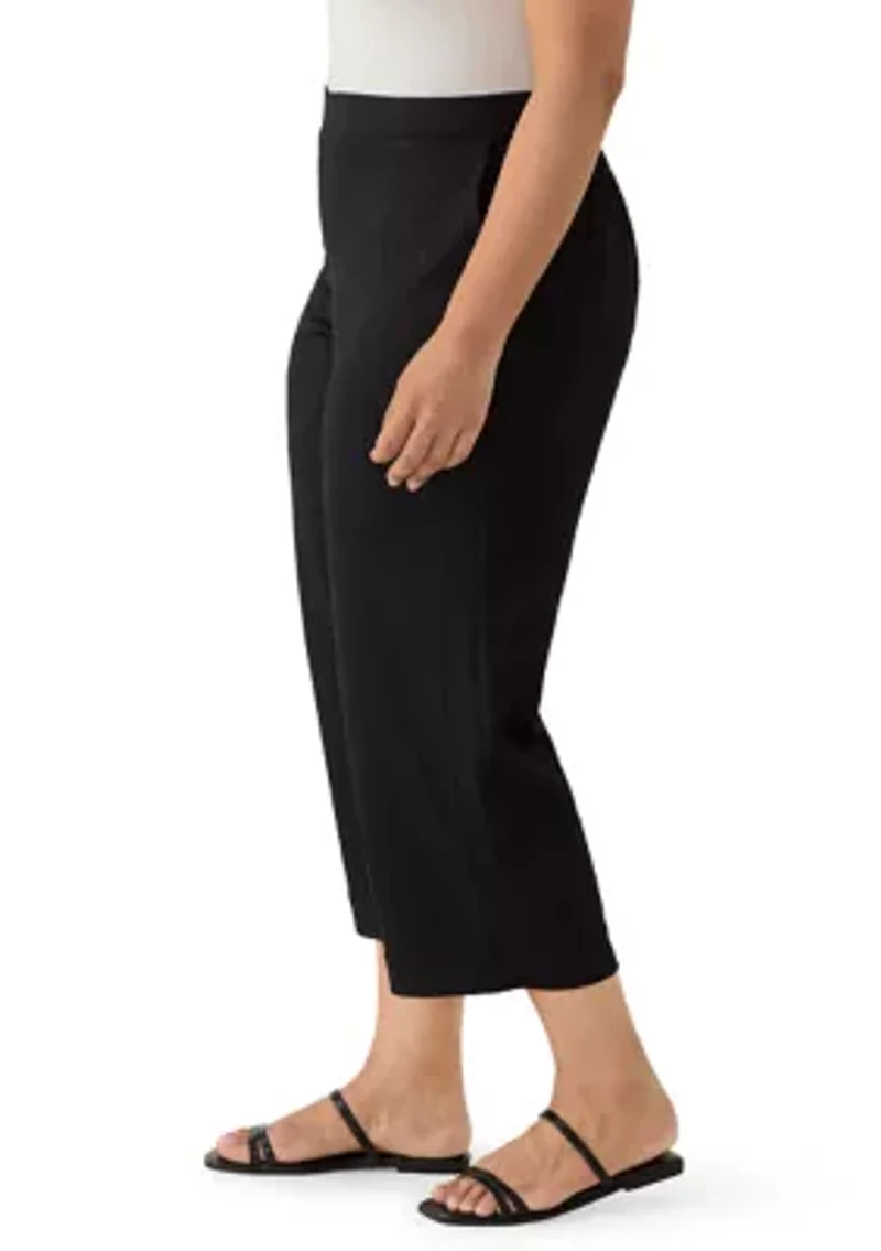 Plus Textured Knit Cropped Pants