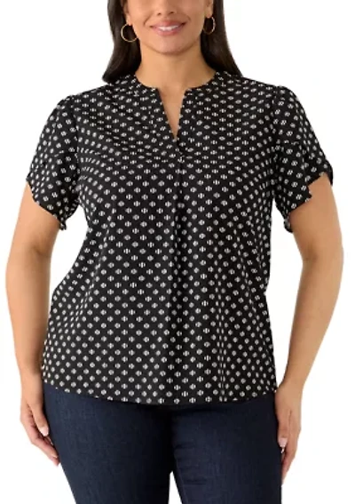 Plus Tulip Sleeve Woven Blouse
