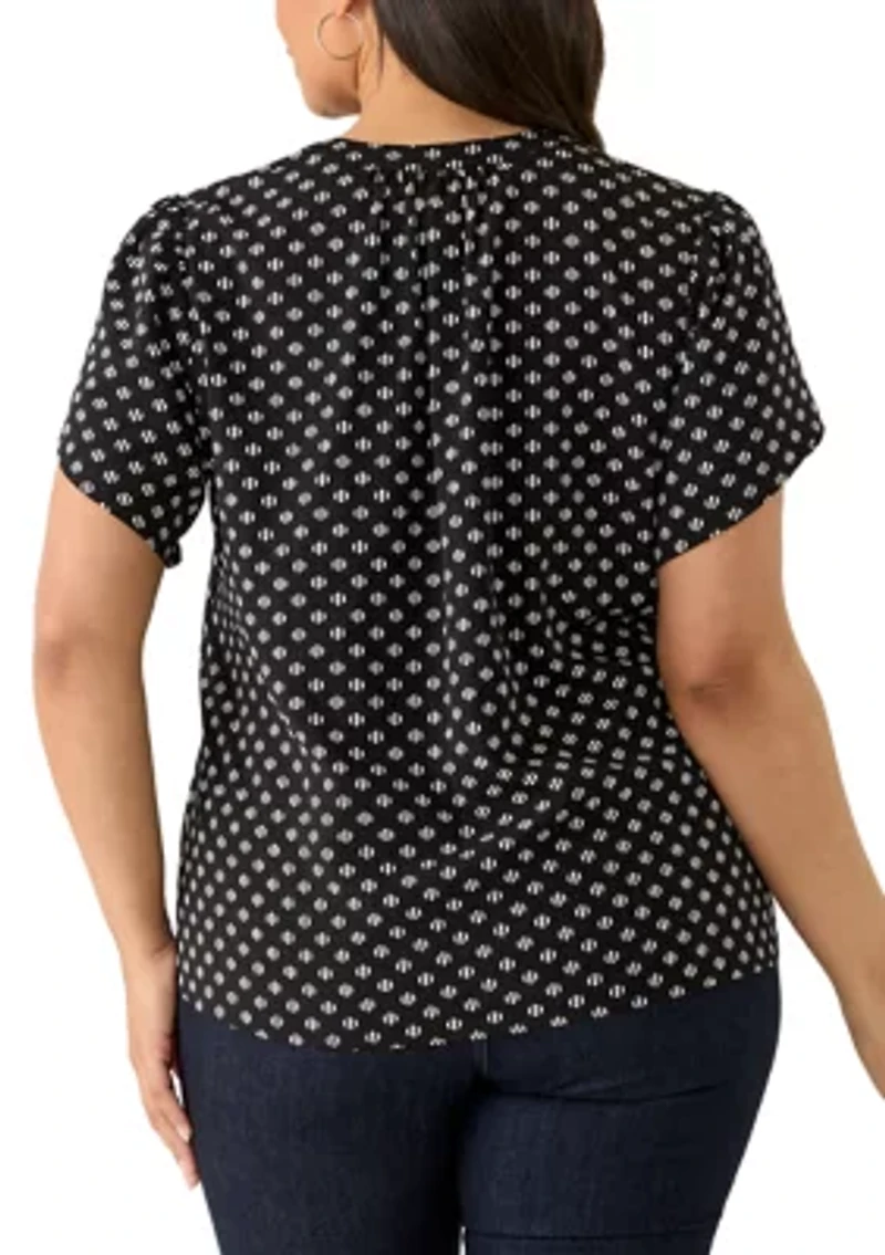Plus Tulip Sleeve Woven Blouse