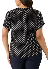 Plus Tulip Sleeve Woven Blouse