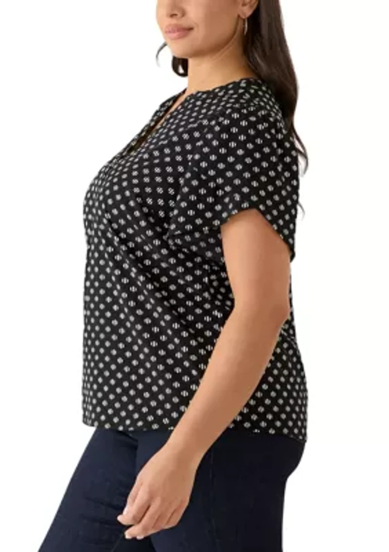 Plus Tulip Sleeve Woven Blouse