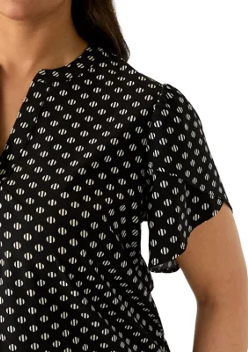 Plus Tulip Sleeve Woven Blouse