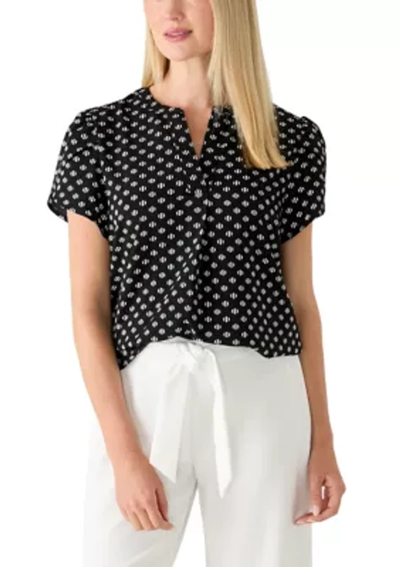 Petite V-Neck Tulip Sleeve Top