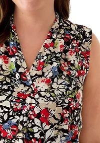 Plus Sleeveless Pleat Front Knit Top