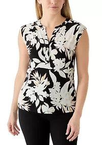 Women's Printed Short Sleeve 2 Button Dress