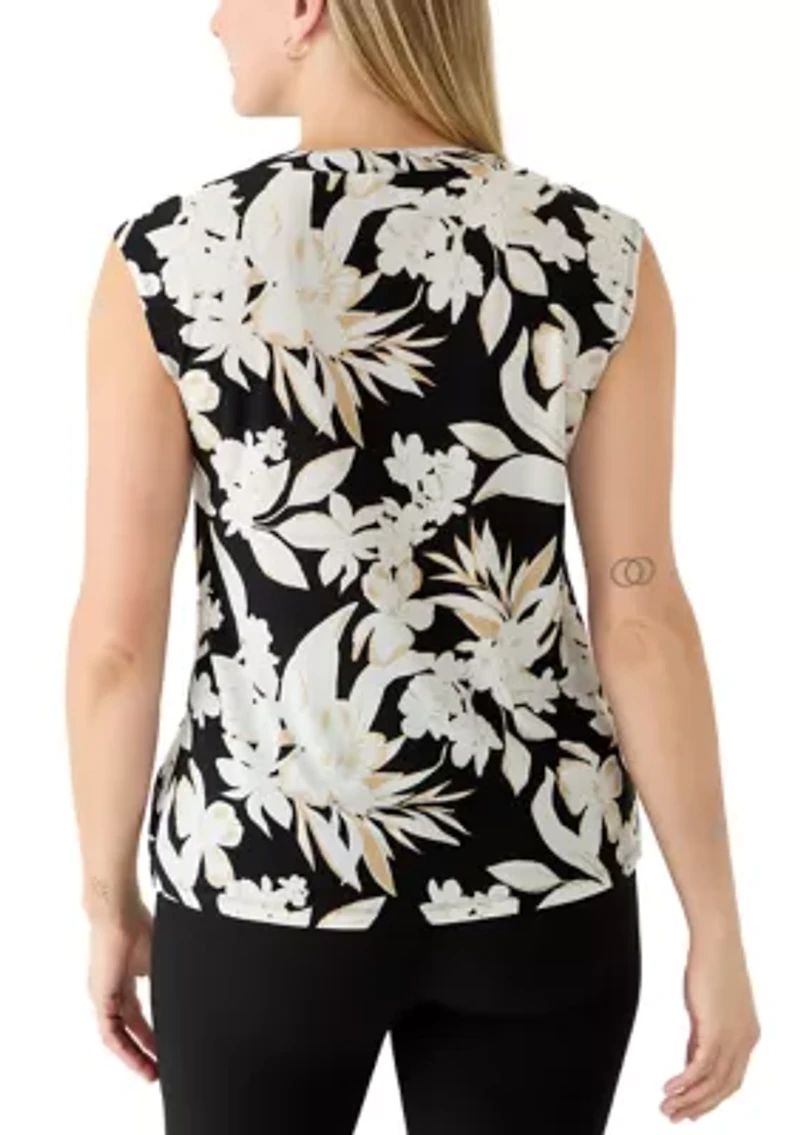 Women's Printed Short Sleeve 2 Button Dress