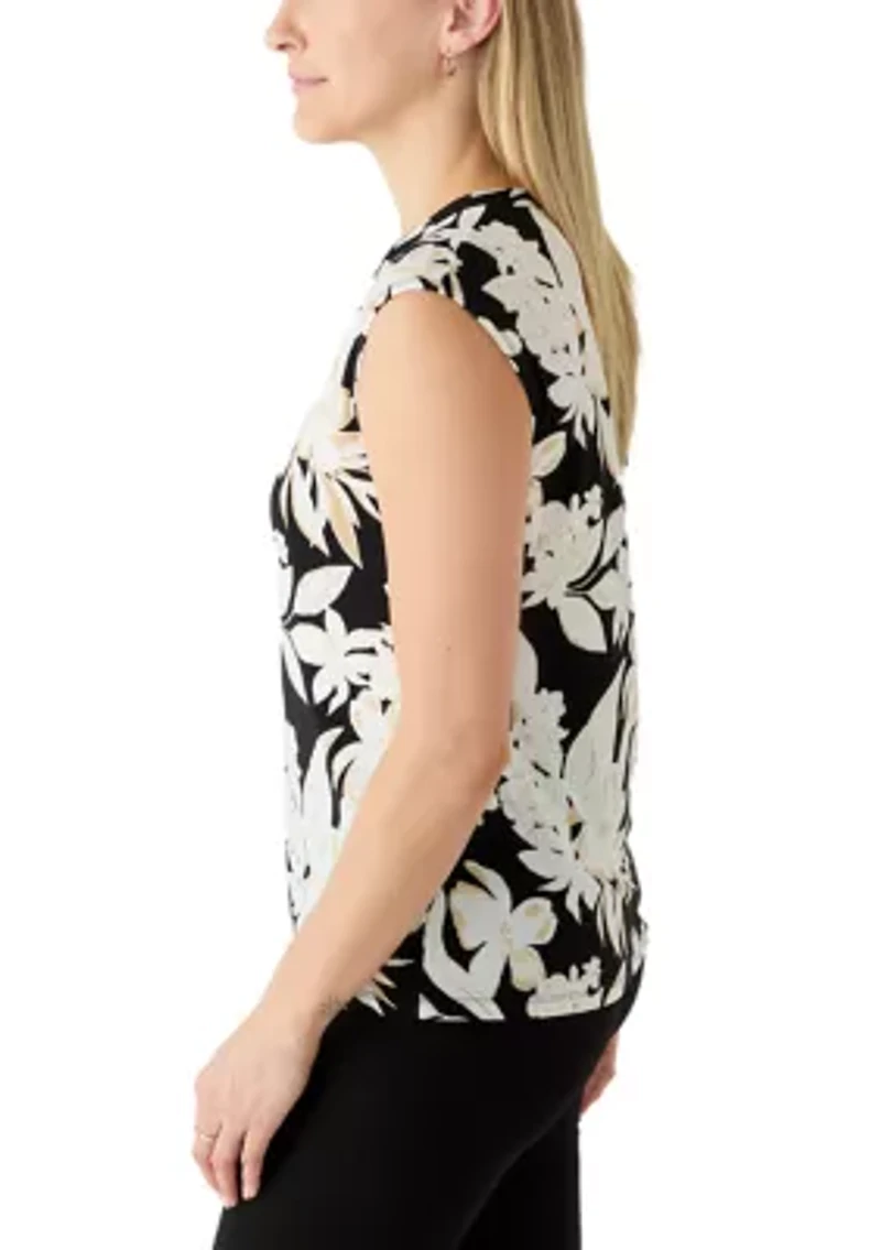 Women's Printed Short Sleeve 2 Button Dress