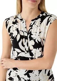 Women's Printed Short Sleeve 2 Button Dress
