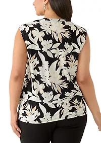 Plus Button Front V-Neck Knit Top