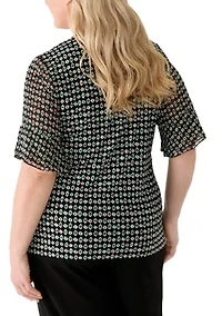 Plus Split Neck Ruffle Sleeve Top