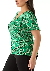 Plus Short Sleeve Knit Top