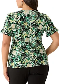 Plus Short Sleeve Ruffle Knit Top