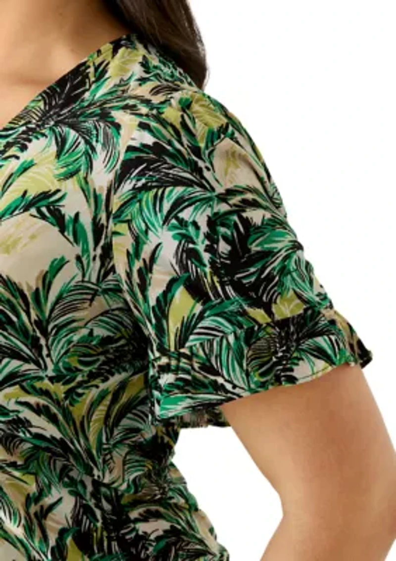 Plus Short Sleeve Ruffle Knit Top