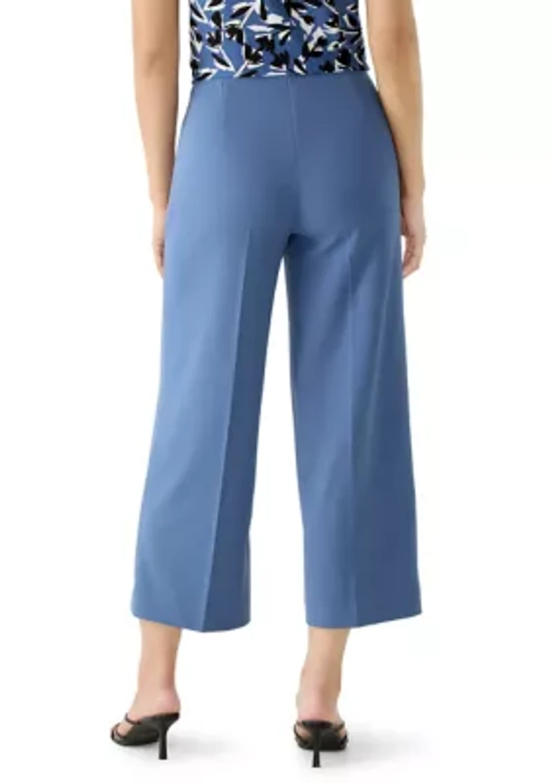Petite Seamed Wide Leg Cropped Pants