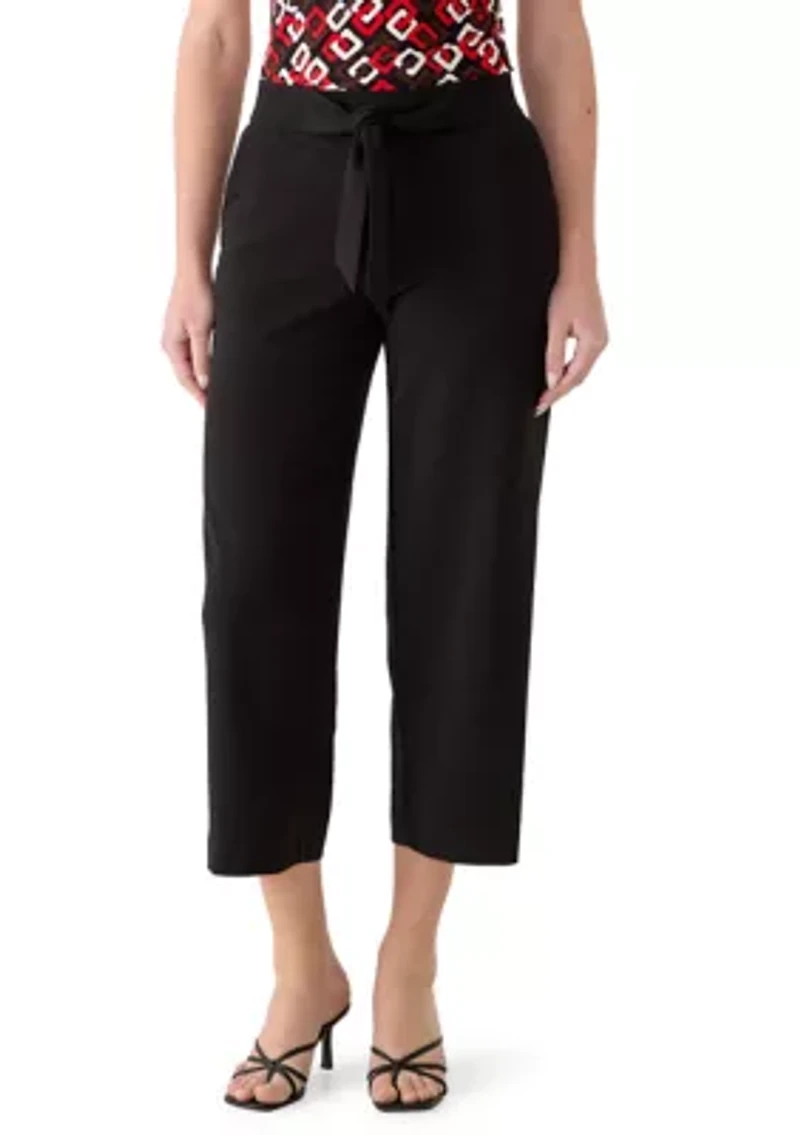 Women's Pull On Tie Front Wide Leg Pants