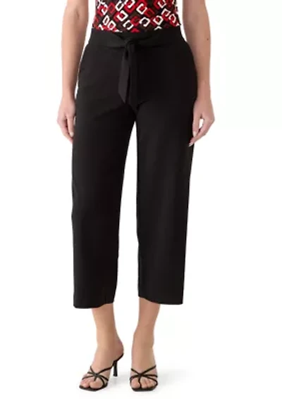 Petite Tie Front Cropped Pants