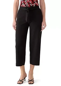 Petite Tie Front Cropped Pants