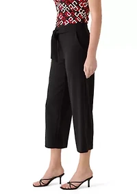 Petite Tie Front Cropped Pants