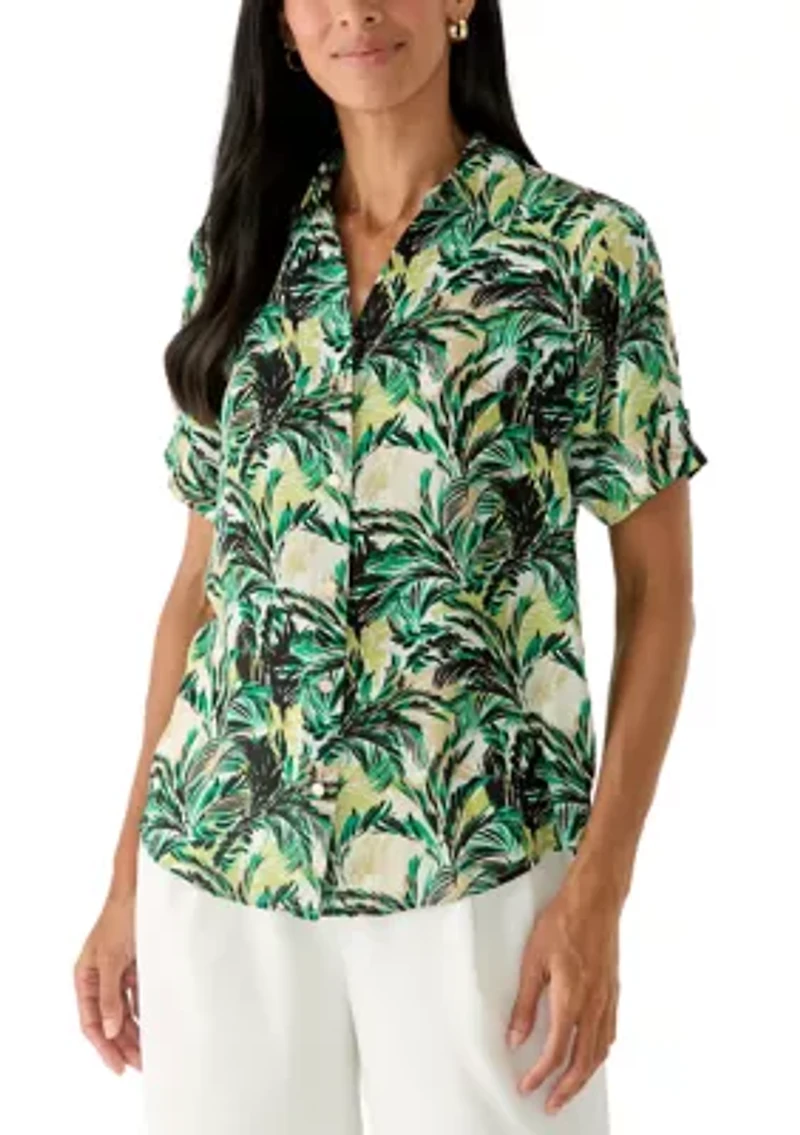Petite Short Sleeve Camp Shirt