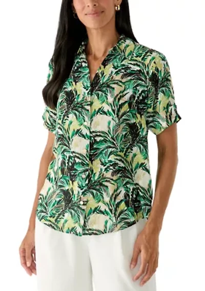 Petite Short Sleeve Camp Shirt