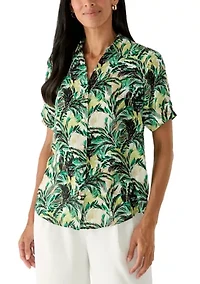 Petite Short Sleeve Camp Shirt