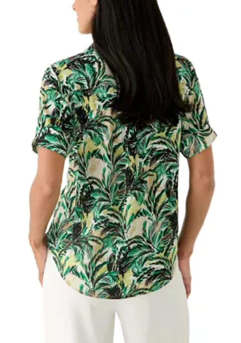 Petite Short Sleeve Camp Shirt