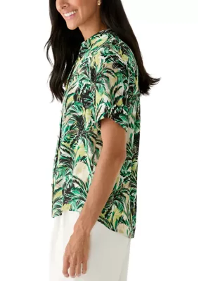 Petite Short Sleeve Camp Shirt