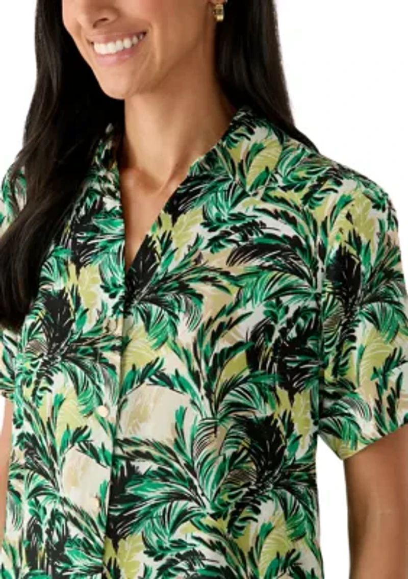 Petite Short Sleeve Camp Shirt