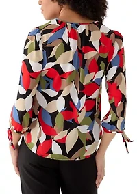 Women's 3/4 Sleeve V-Neck Print Blouse