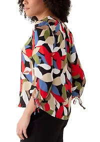 Women's 3/4 Sleeve V-Neck Print Blouse