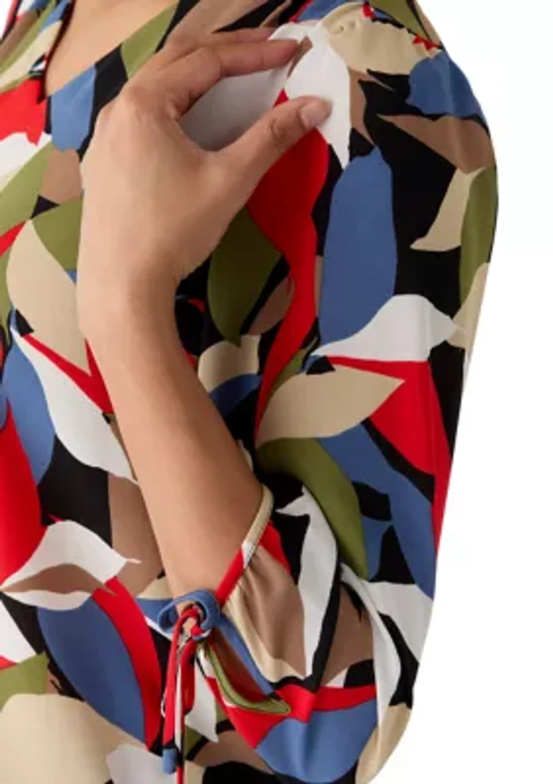 Women's 3/4 Sleeve V-Neck Print Blouse