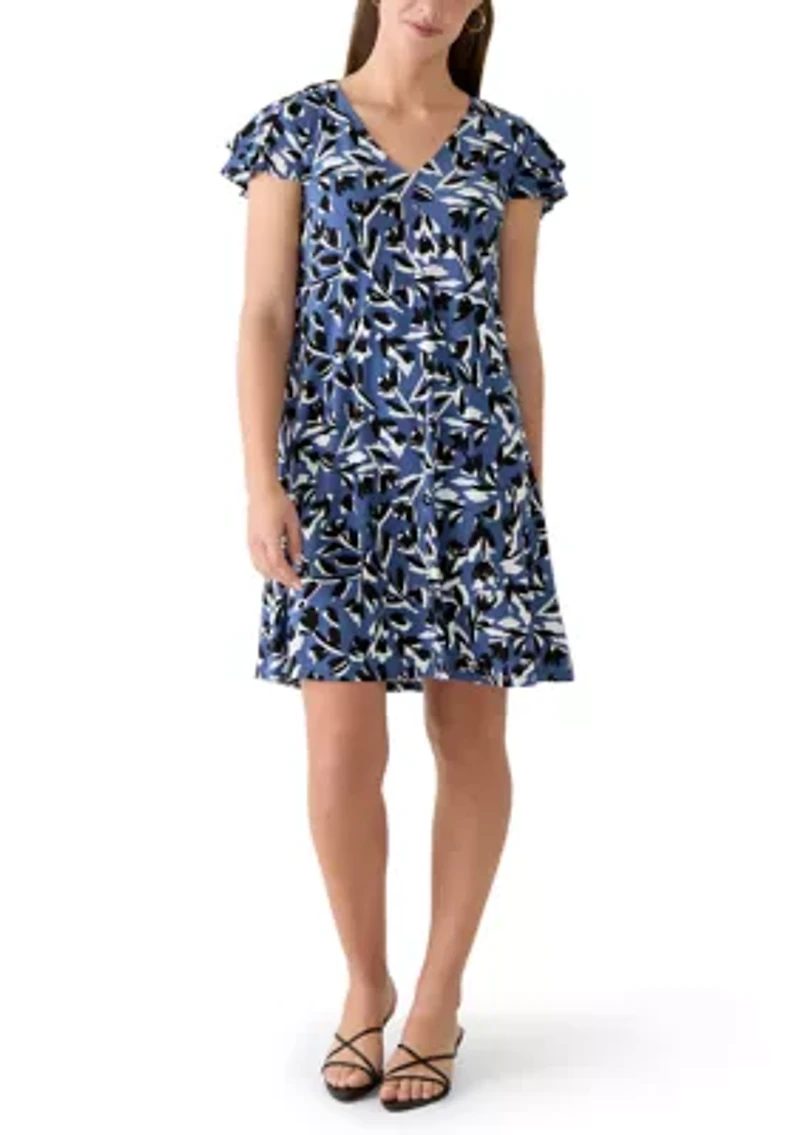Women's Flutter Sleeve Print Dress