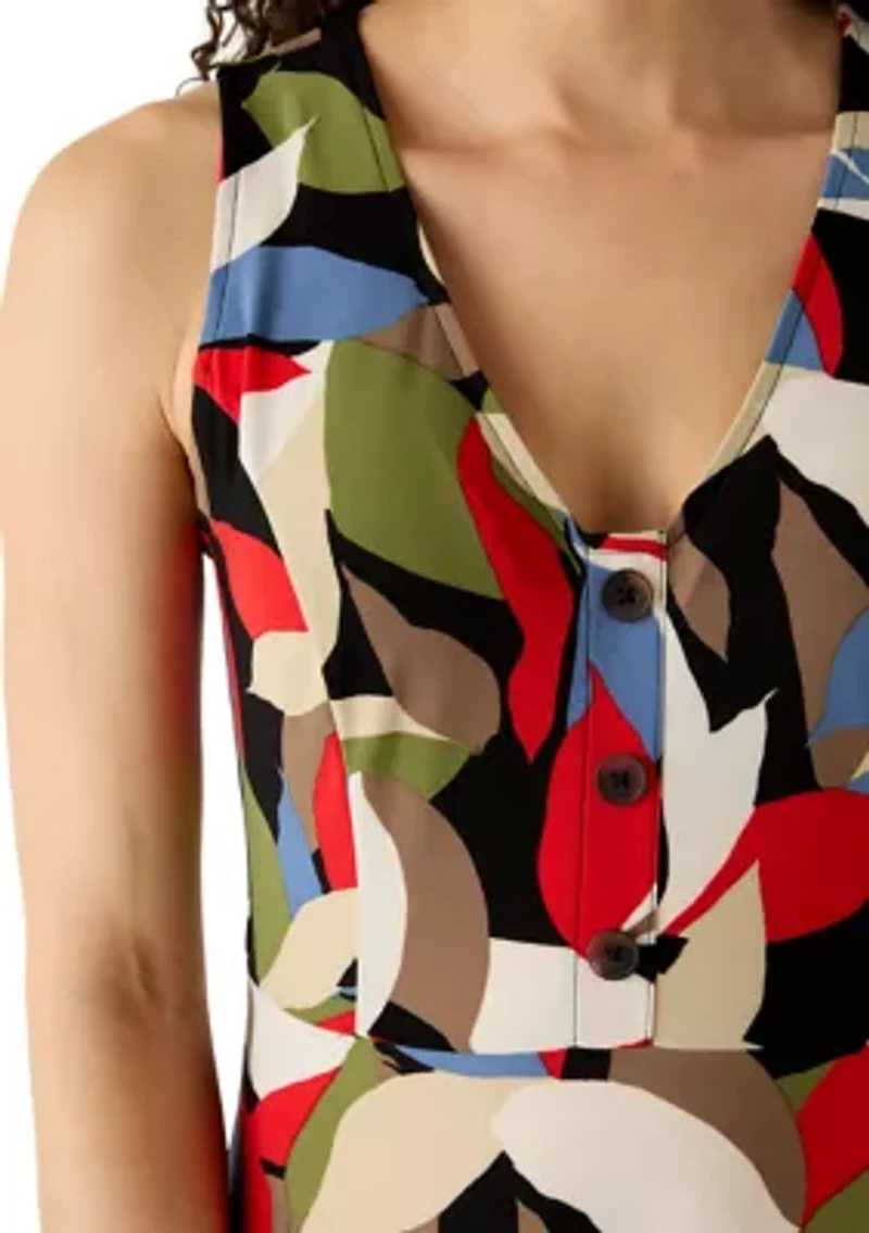Petite Faux Placket A-Line Dress