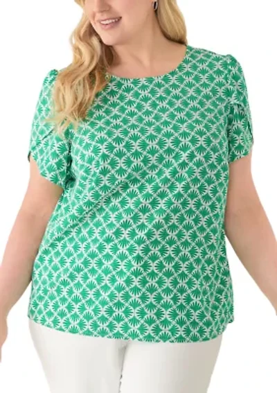 Women's Jewel Neck Tulip Sleeve Blouse
