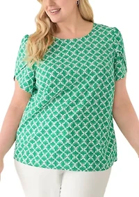 Women's Jewel Neck Tulip Sleeve Blouse