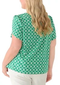 Women's Jewel Neck Tulip Sleeve Blouse