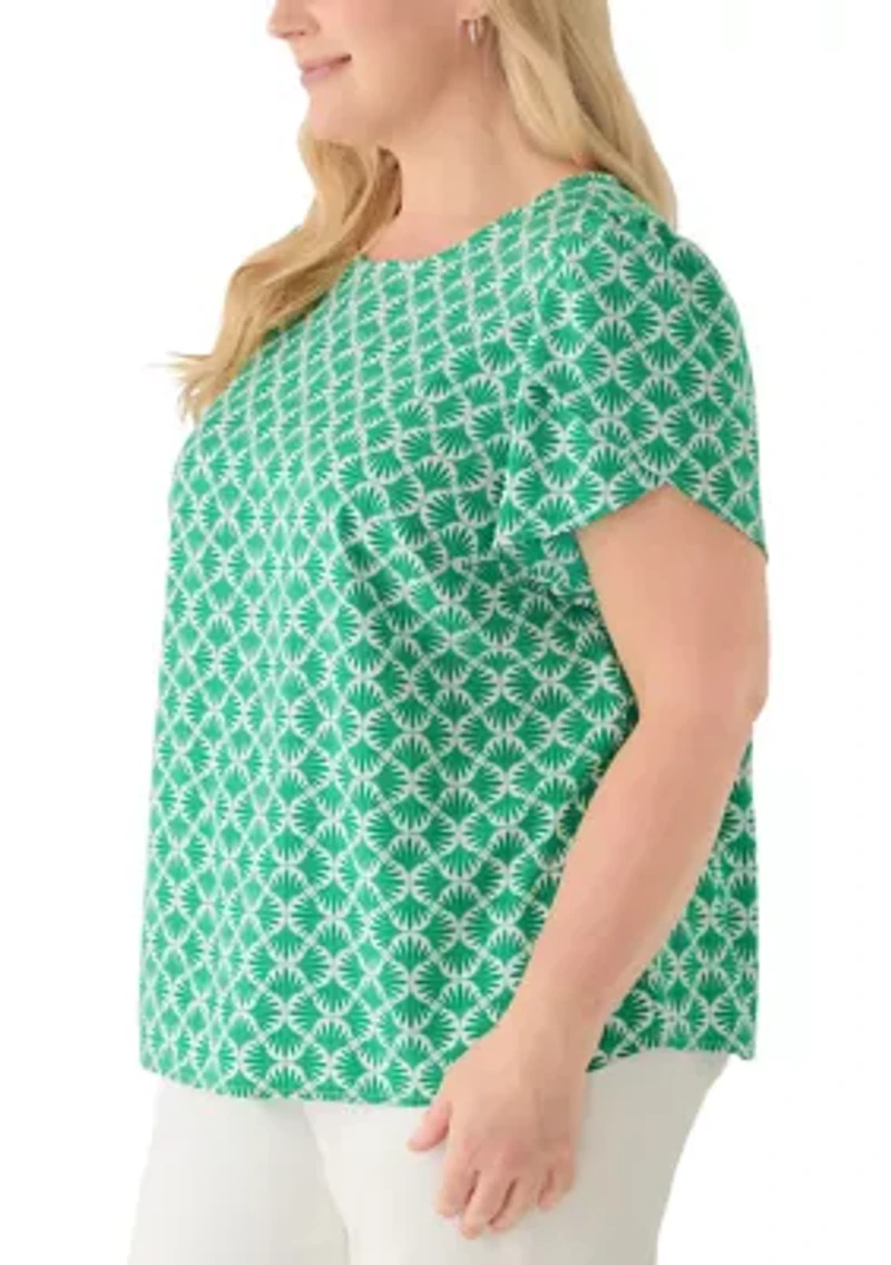 Women's Jewel Neck Tulip Sleeve Blouse