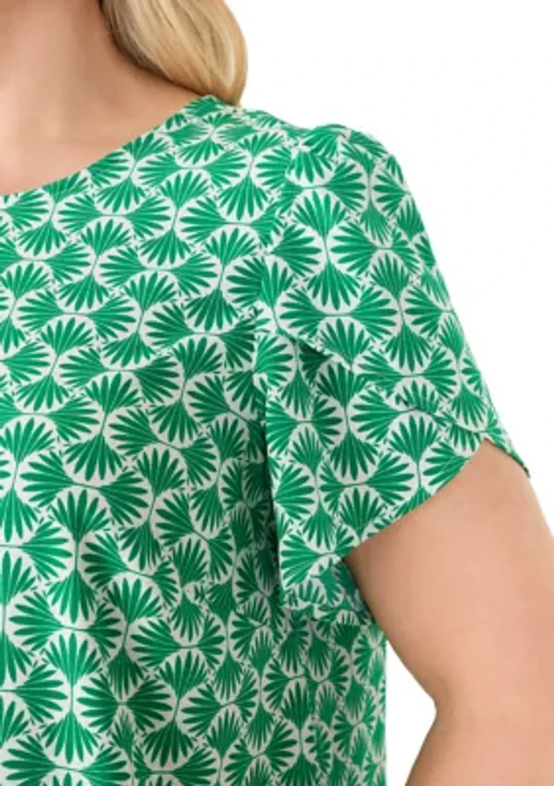 Women's Jewel Neck Tulip Sleeve Blouse