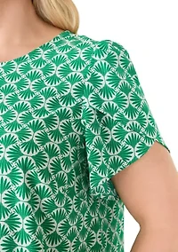 Women's Jewel Neck Tulip Sleeve Blouse