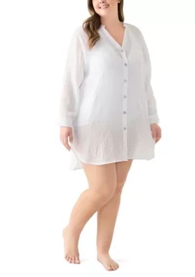 Plus Long Sleeve Button Up Big Shirt