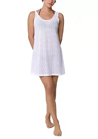 Women's Sleeveless Wavy Crochet Swim Coverup Dress