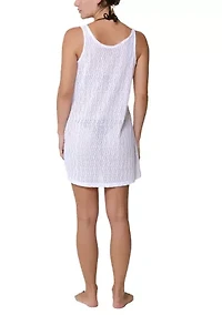 Women's Sleeveless Wavy Crochet Swim Coverup Dress