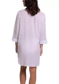 Solid Button Up Big Shirt Swim Coverup