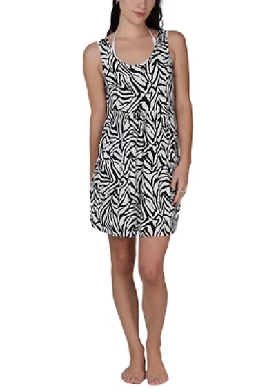 Women's Zebra Print Pocket Swim Coverup Dress
