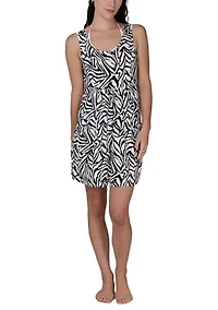 Women's Zebra Print Pocket Swim Coverup Dress