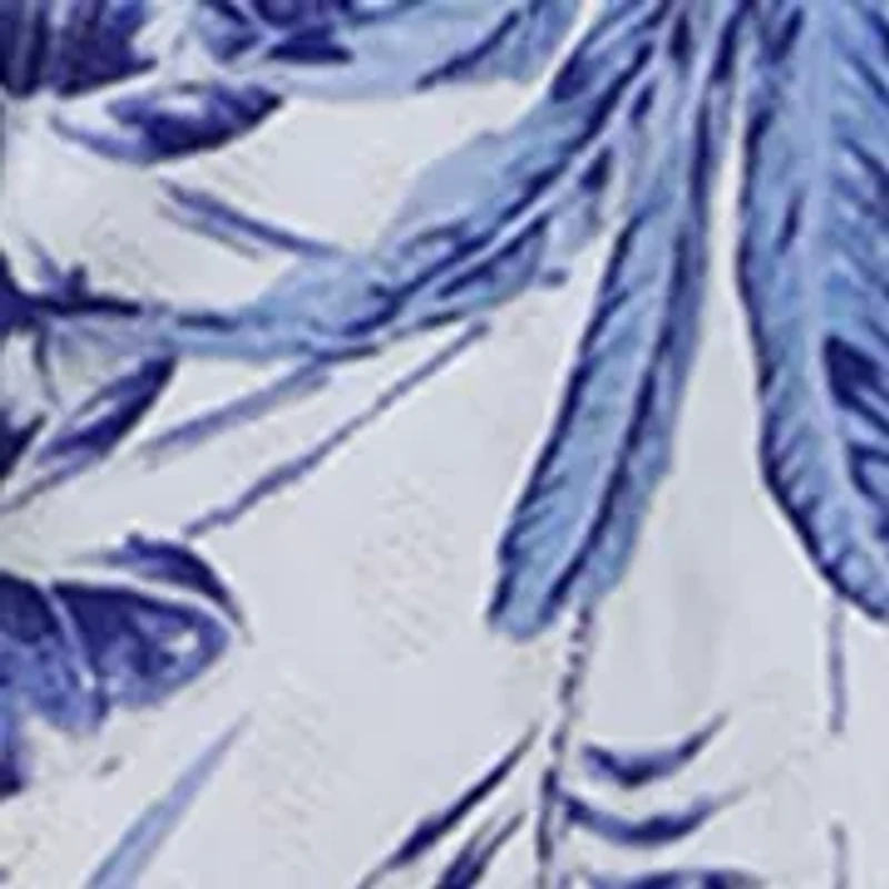 Plus Palm Print Lace Up Big Shirt Swim Coverup