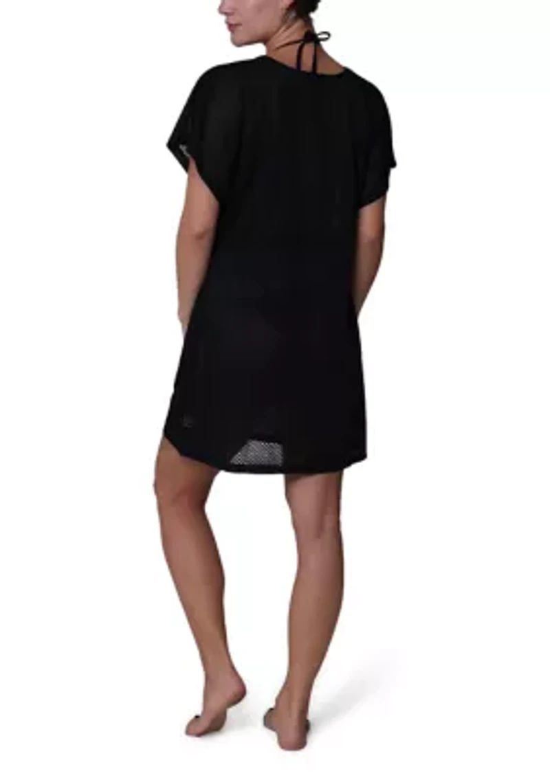 Women's Mesh Low Neck Cover Up Dress